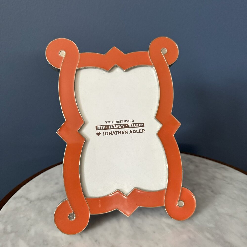 Vintage 4" x 6" Jonathan Adler Orange Enamel Photo Frame